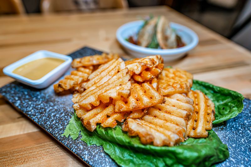 Crispy sweet potato fries with dipping sauce