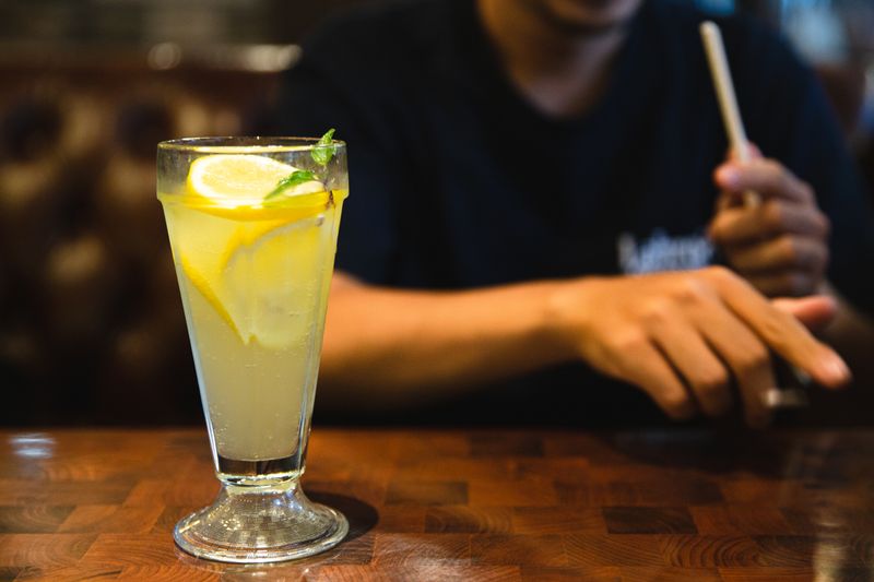 Fresh-squeezed lemonade with mint garnish
